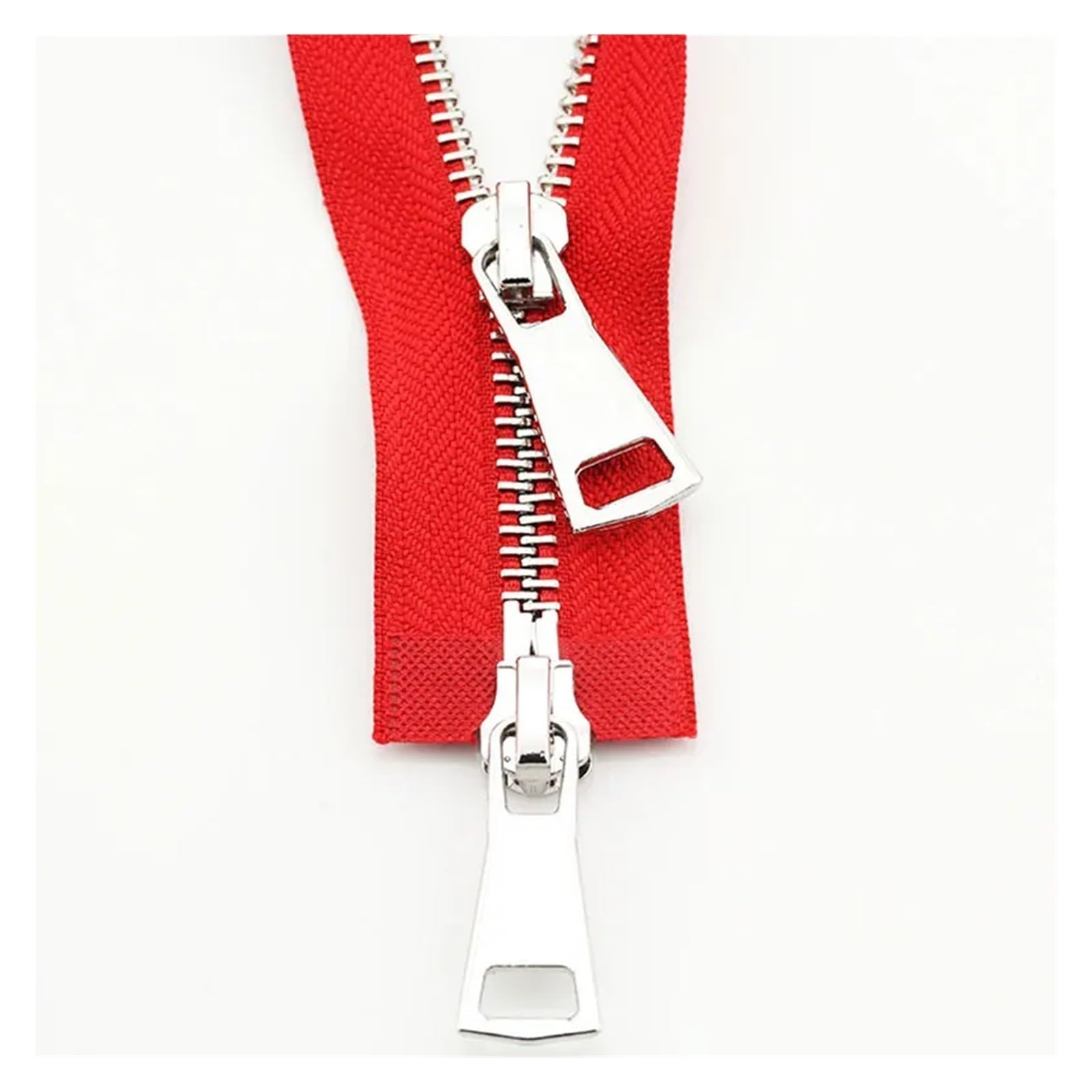 Metalowy zamek błyskawiczny z zębami, 70/90 cm Podwójny suwak dwukierunkowy Zamek metalowy do szycia kurtek Akcesoria odzieżowe Materiały rękodzielnicze(Red,90cm)