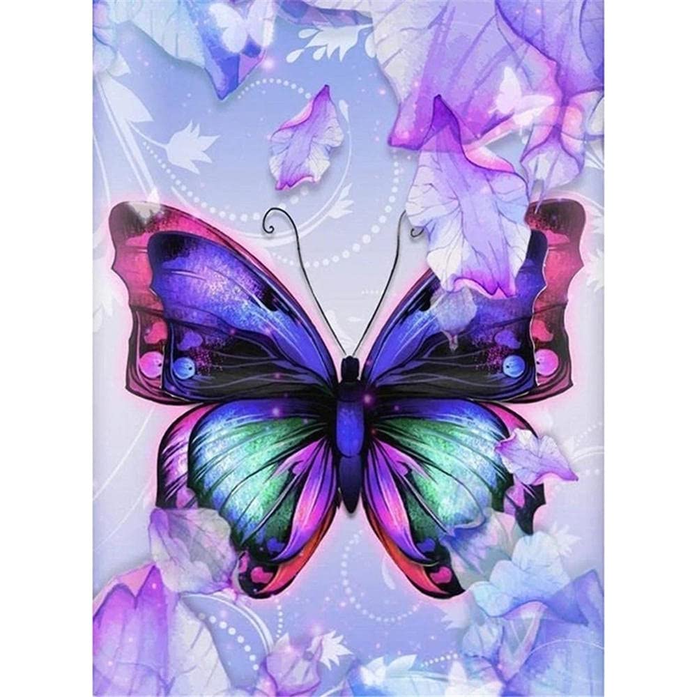 DIY 5D Diamond Painting by Number Zestawy pełne wiertła motyl diamentowy malarstwo mozaika diament hafty ścieg krzyżykowy sztuka wypoczynek kreatywny salon sypialnia dekoracja ścienna okrągła wiertarka, 70x100cm
