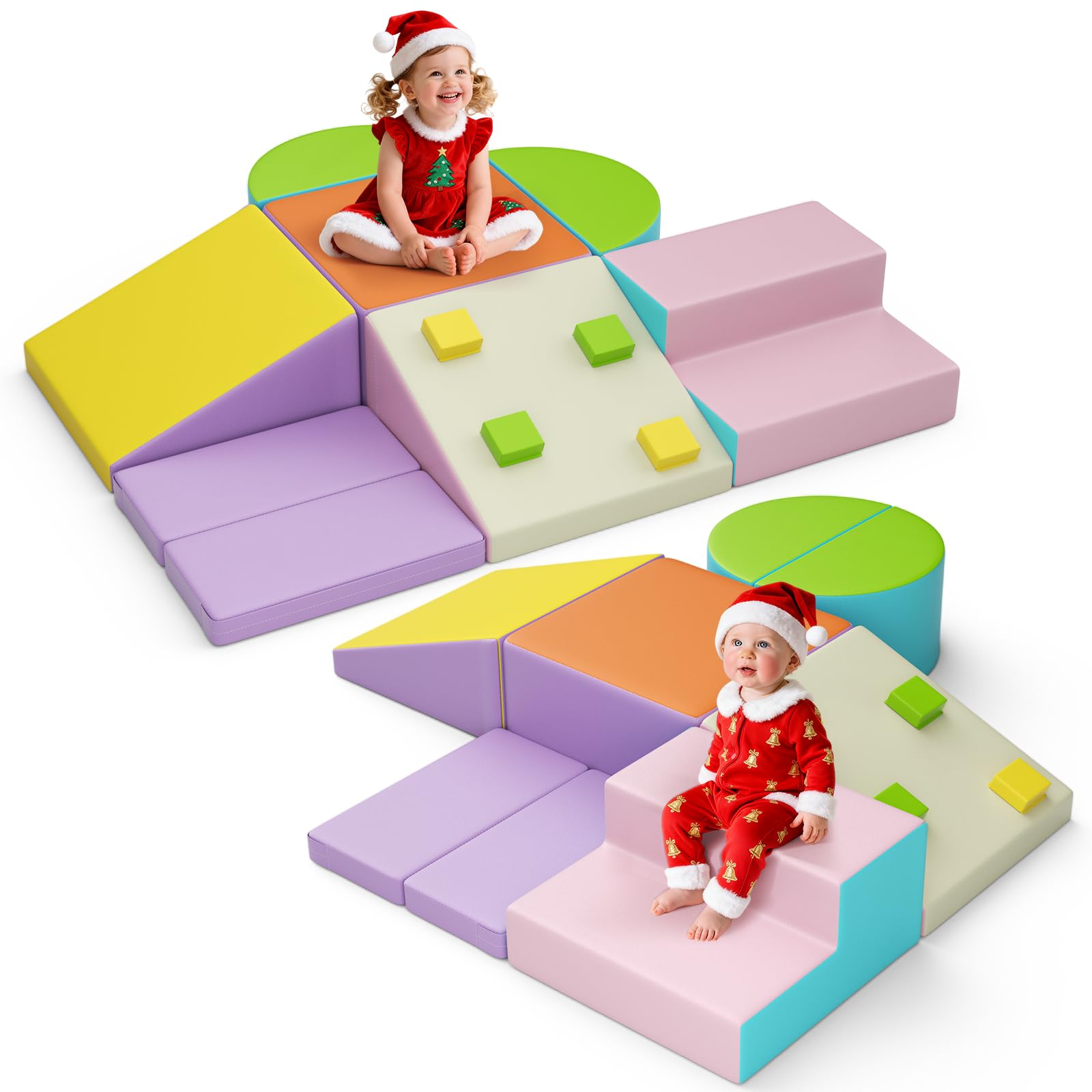 Grand Toboggan Modules De Mousse Pour Bébé,Jeu Doux Set Pour Les Tout-Petits 1à 3 Ans Module Motricité Bébé