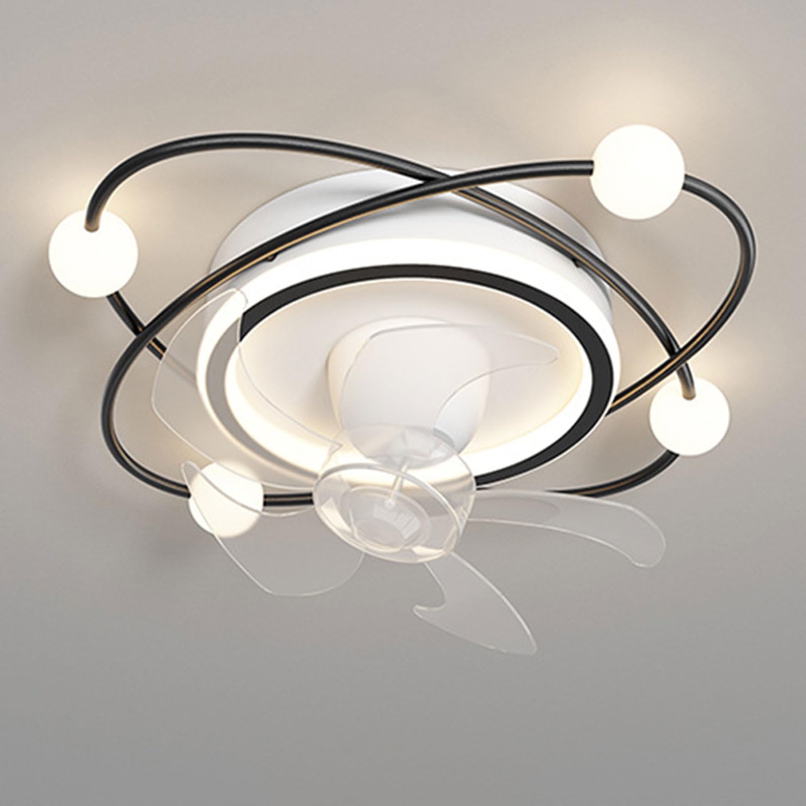 HXYSXHJUO 38W LED Ceiling Light 360° Rotating Fans With Remote 3 Speeds Mute Fan Kids Room Bedroom Dining Modern Dimmable Lighting