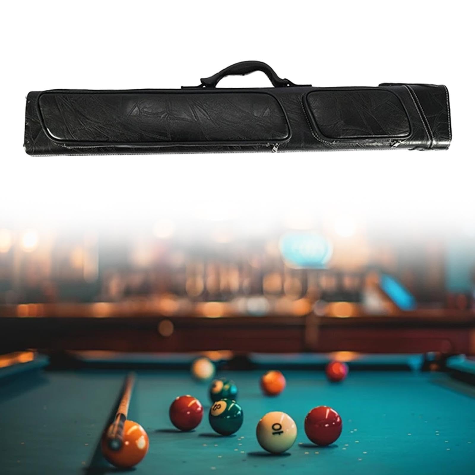 Vaveren Billiard Stick Carrying Case Snooker Cue Storage Pouch 1/2 Cue Case Container 7 Holes Cue Bag Carry Bag Pool Cues Protector, Black