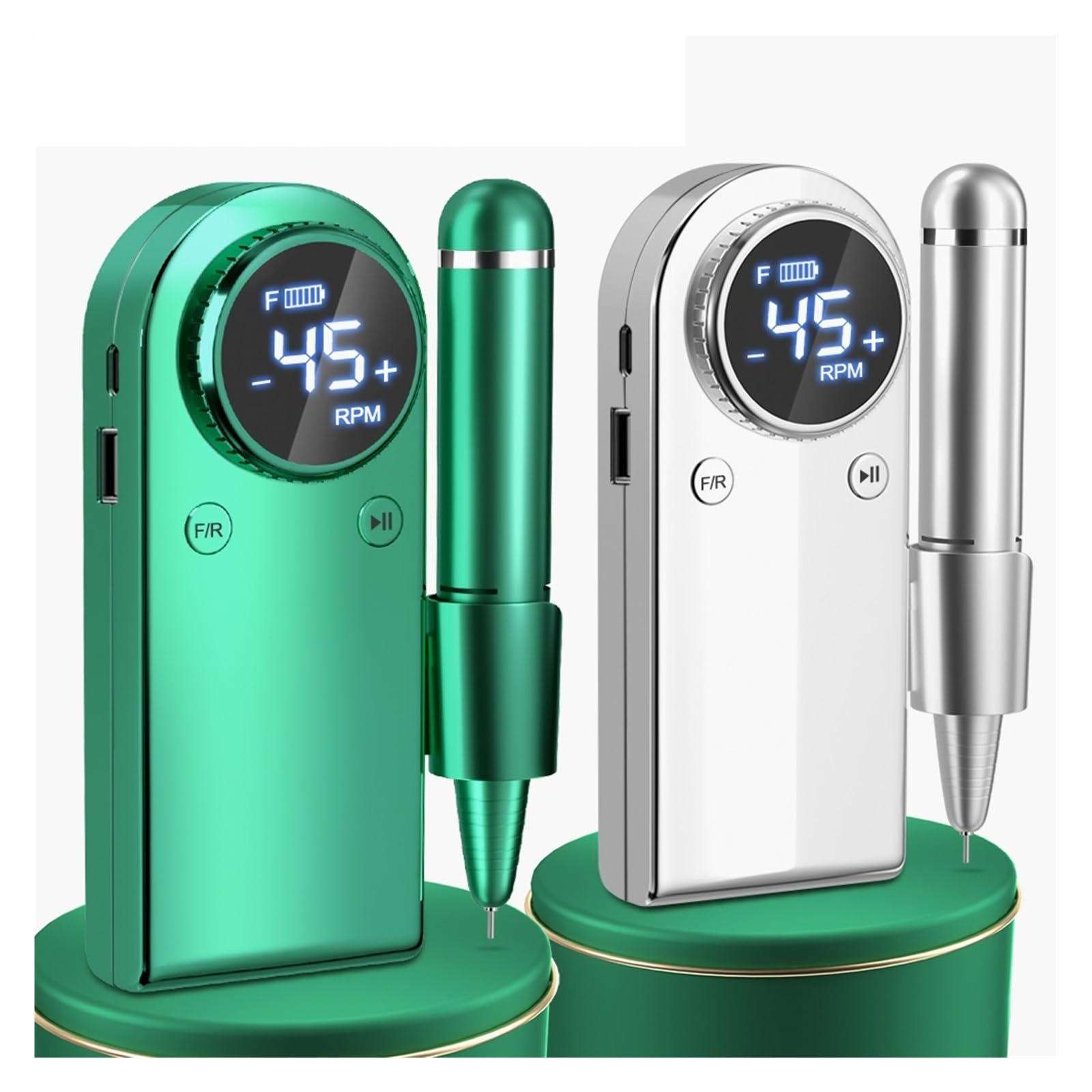 Machine à Ongles, Perceuse à ongles électrique professionnelle, perceuse rechargeable portable 45000 tr/min for en gel acrylique, outil de polissage manucure(MS901 Green2)