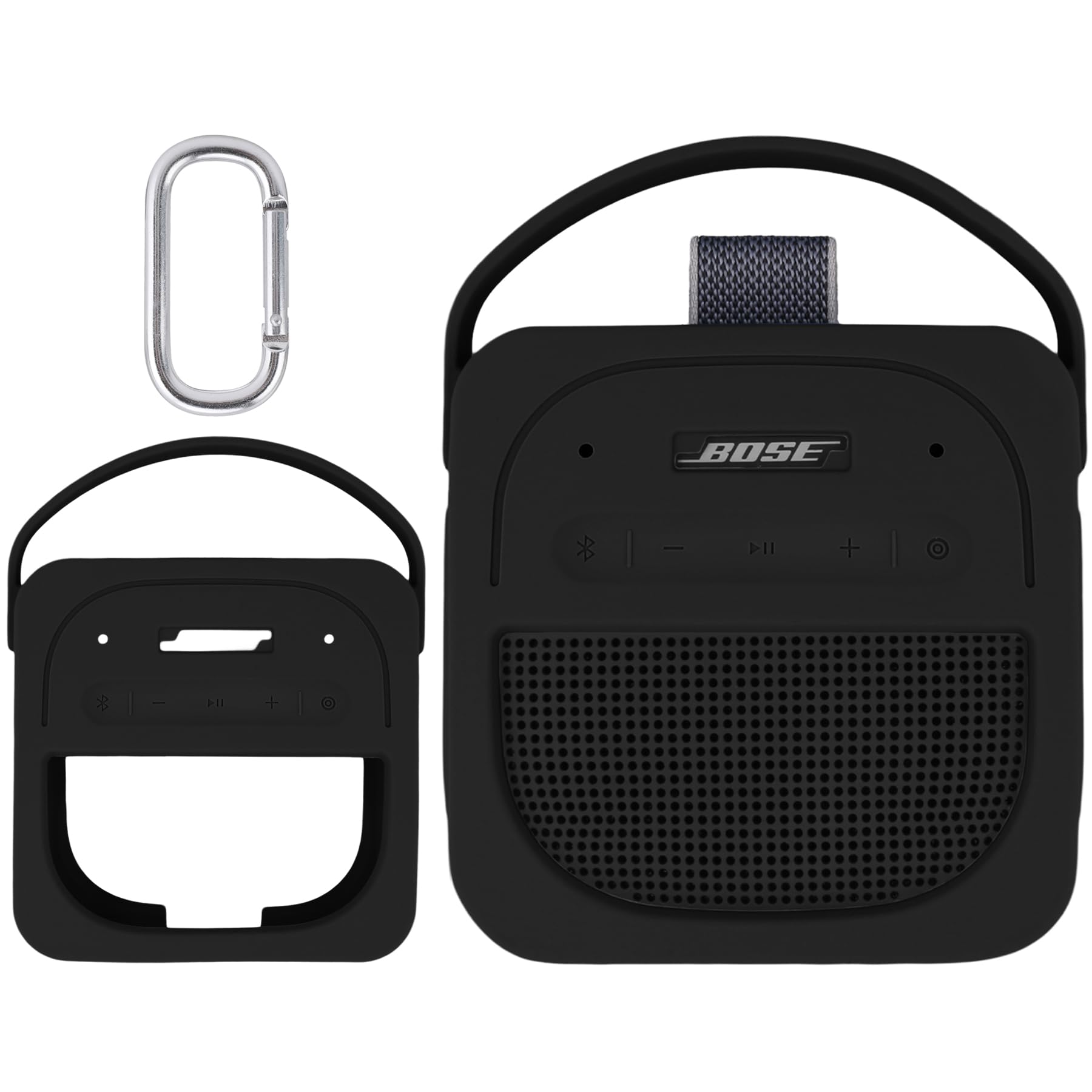 Aenllosi Silikon-Schutzhülle für tragbaren Bluetooth-Lautsprecher Bose New SoundLink Micro (2. Gen.), Reise-Tragetasche, nur Hülle, Lautsprecher Nicht im Lieferumfang enthalten, Schwarz