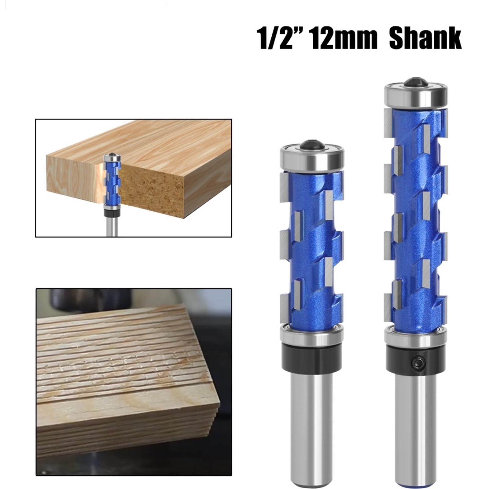 Tornio, Tornio, 12mm 1/2" Set Per Incisione Con Fresa A Rivestimento A Spirale A Doppio Cuscinetto Gambo, per la lavorazione CNC fai-da-te della pietra de(1/2 * 3/4-2-9/16)