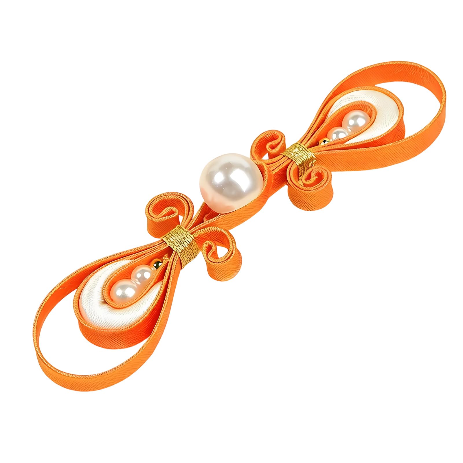BOYANDM Chinese Satins Cloth Button Featuring Golden Pearls Accent for Garments Handcrafted Sateen Button