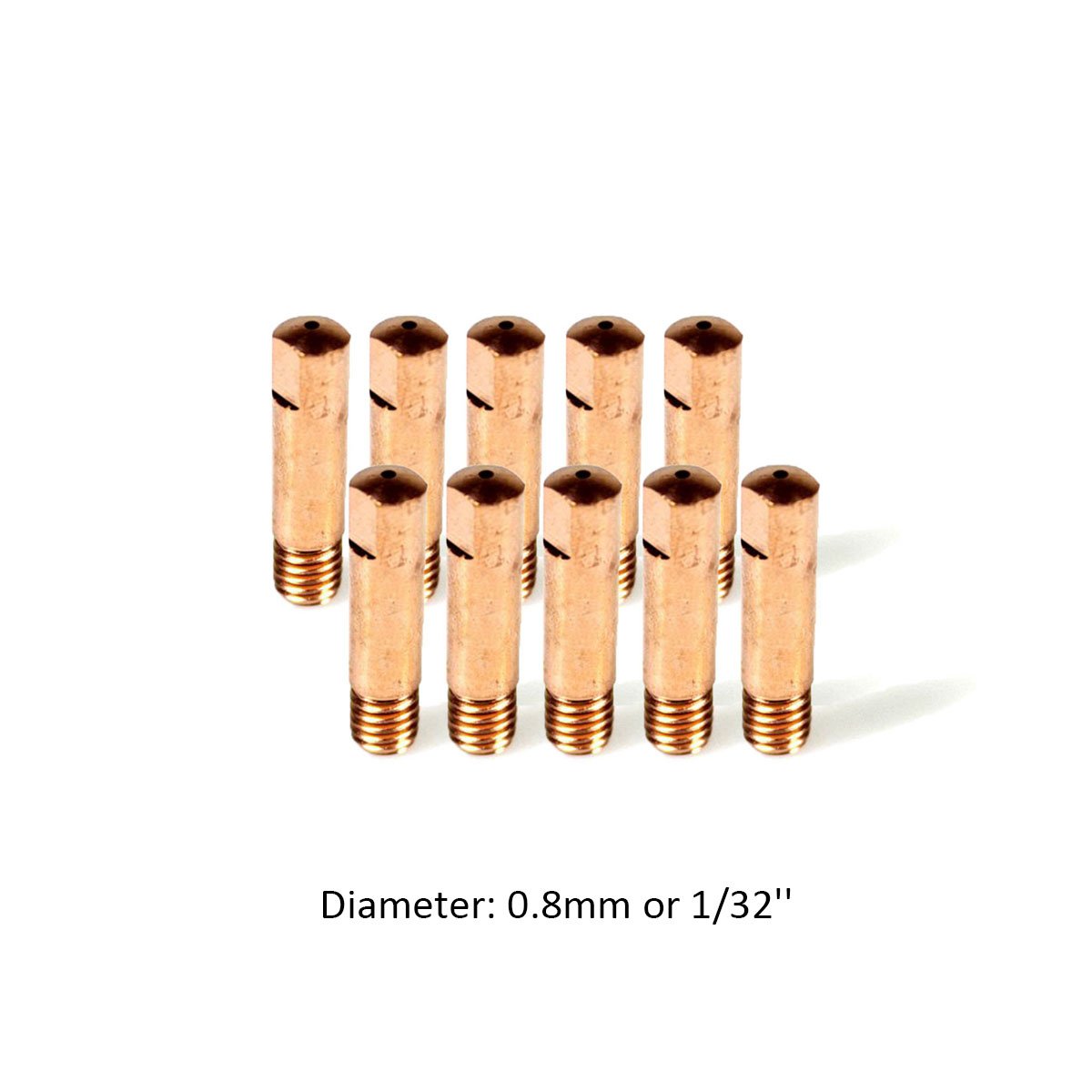 QTY/20 Punta di Contatto 0,8 mm 0,031'' 140.0059 Ugello per Torcia di Saldatura Mig Pistole BINZEL MB 15AK (M6 x 25 mm)