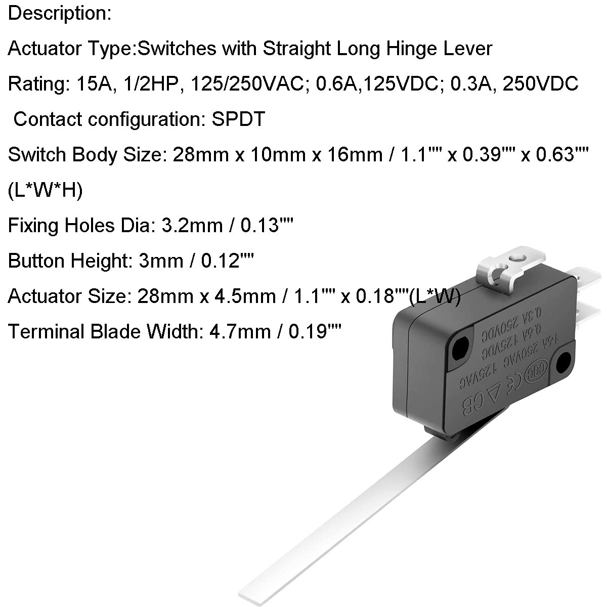 Interruttori Microonde 15 Microinterruttori Youmile V-15-1C25 - SPDT, 125V/ 250V, Per Microonde E Elettrodomestici Pulsanti Scatto SPDT