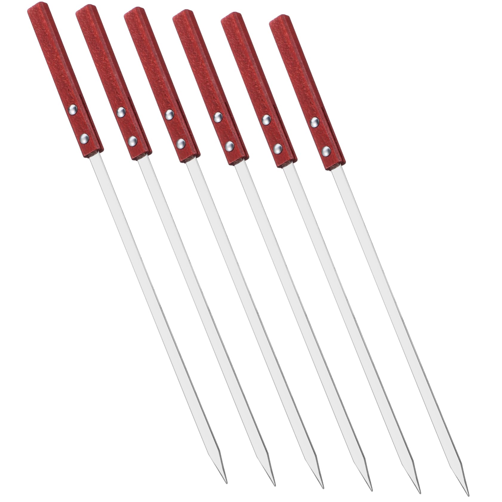 POPETPOP Juego de 3 Brochetas Planas de Acero Inoxidable para Parrilla Herramienta para Kebab Brochetas de Metal para Barbacoa Uso al Aire 6 Piezas X 3