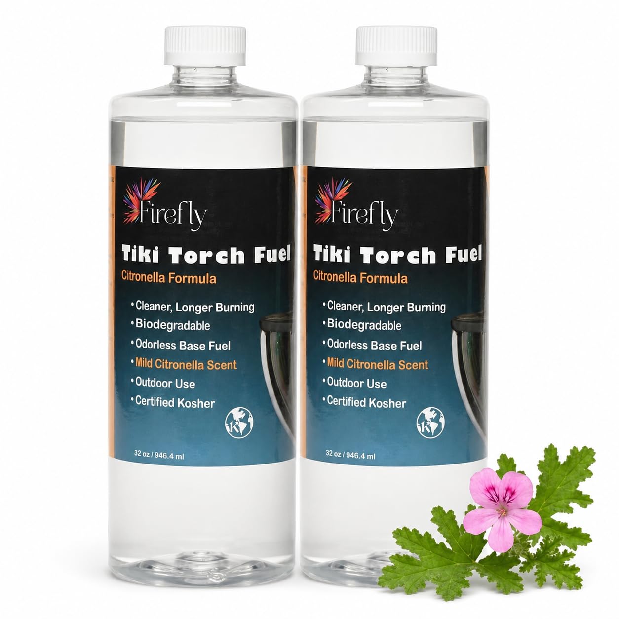 Firefly Tiki Torch Fuel - Outdoor Lamp Oil - Citronella 32 oz 2 Pack