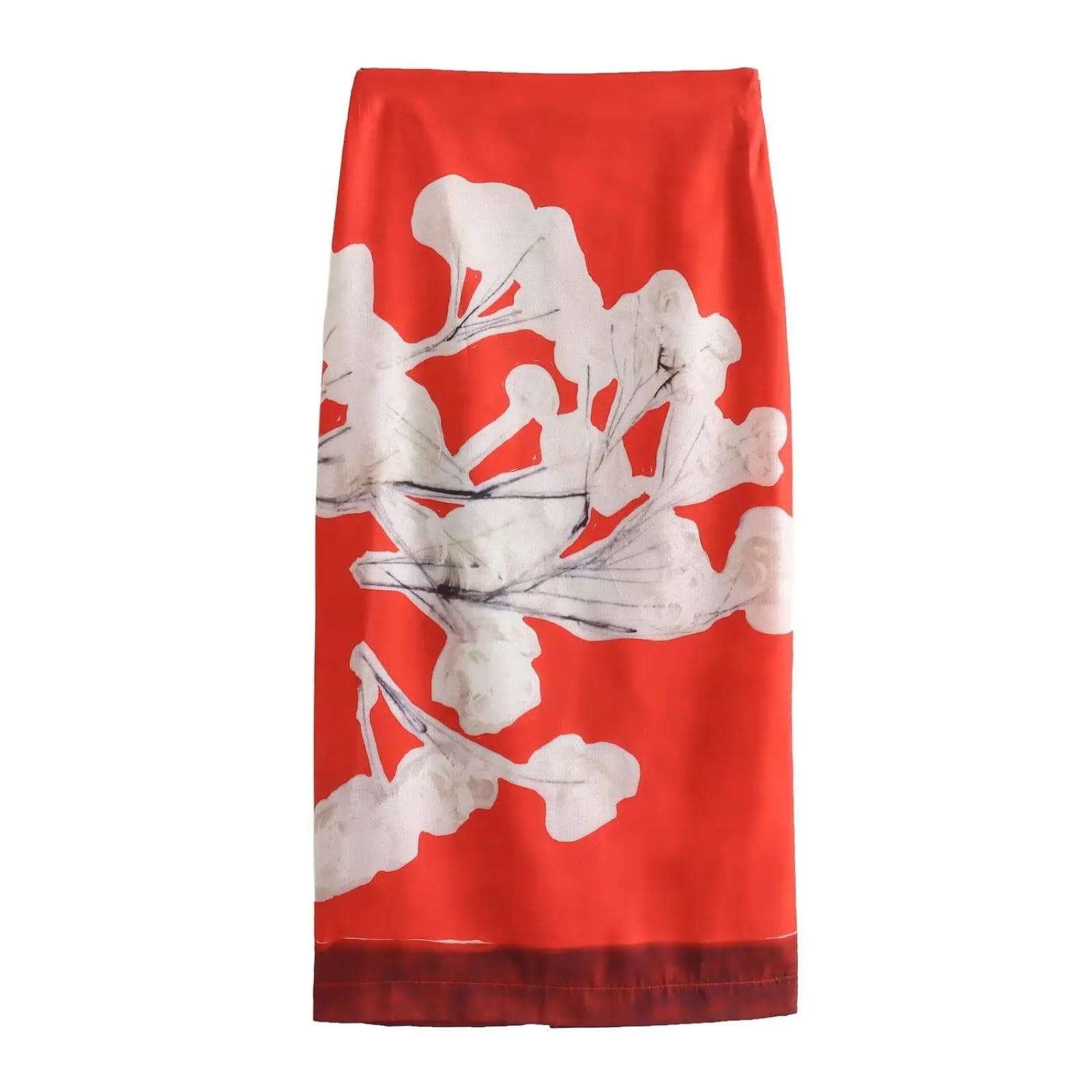 Falda Mujer Larga Cintura Alta Elástica Plisada Skirt Falda Midi Estampada para Mujer Falda Recta con Cremallera Y Abertura Delgada Elegante De Cintura Alta para Mujer