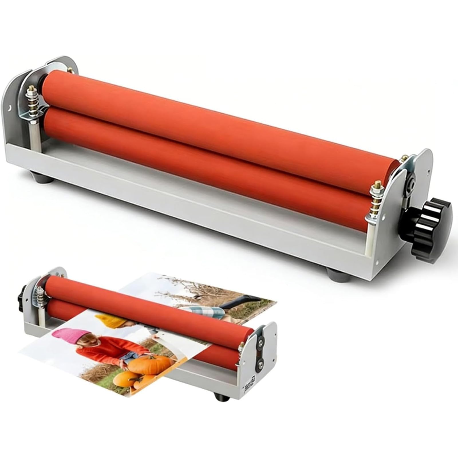LTzygmion 12" Cold Press Laminator, Manual Laminating Machine, with Anti-slip Feet, 5mm Adjustable Thickness, Seamless Coating, for Albums, Books, Business Cards