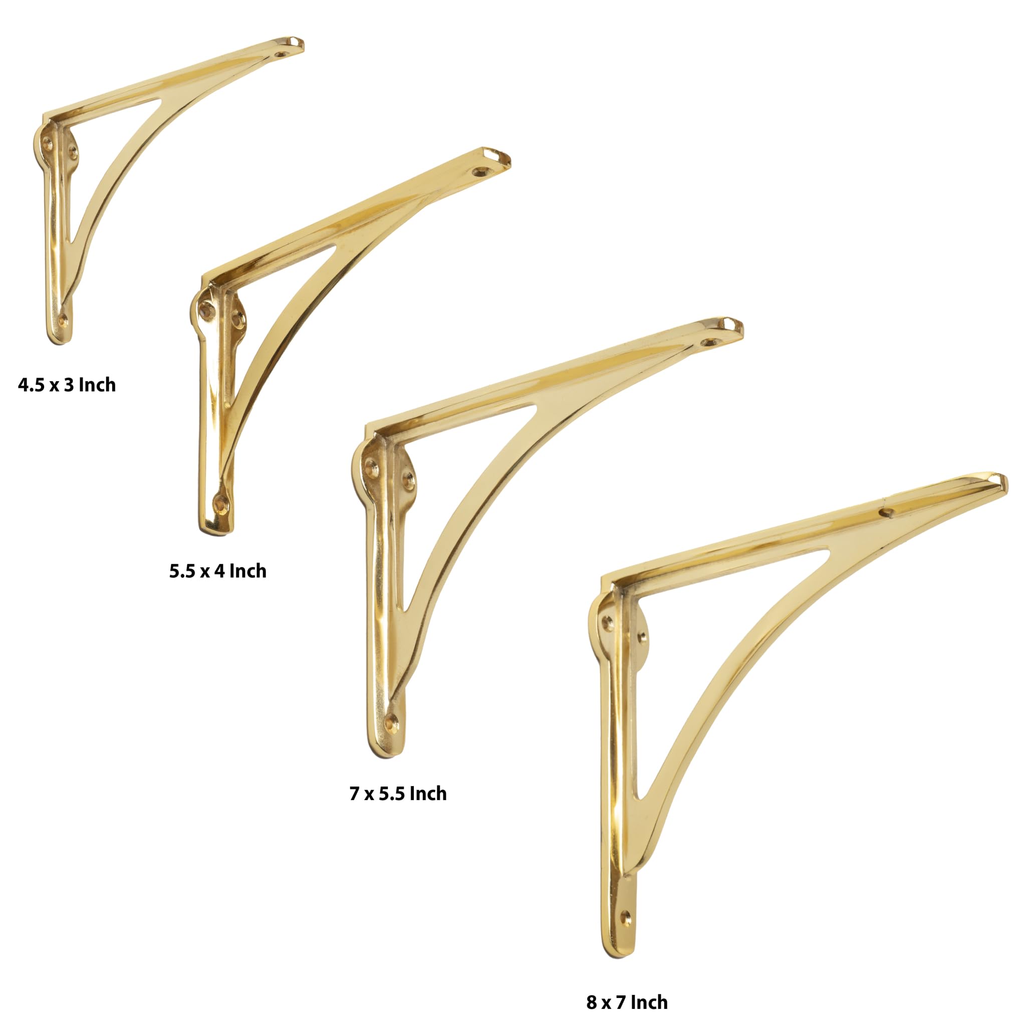 EDUWURXS Ironbridge Brass-Plated Shelf Brackets, 7x8" (Pack of 2) - Image 3