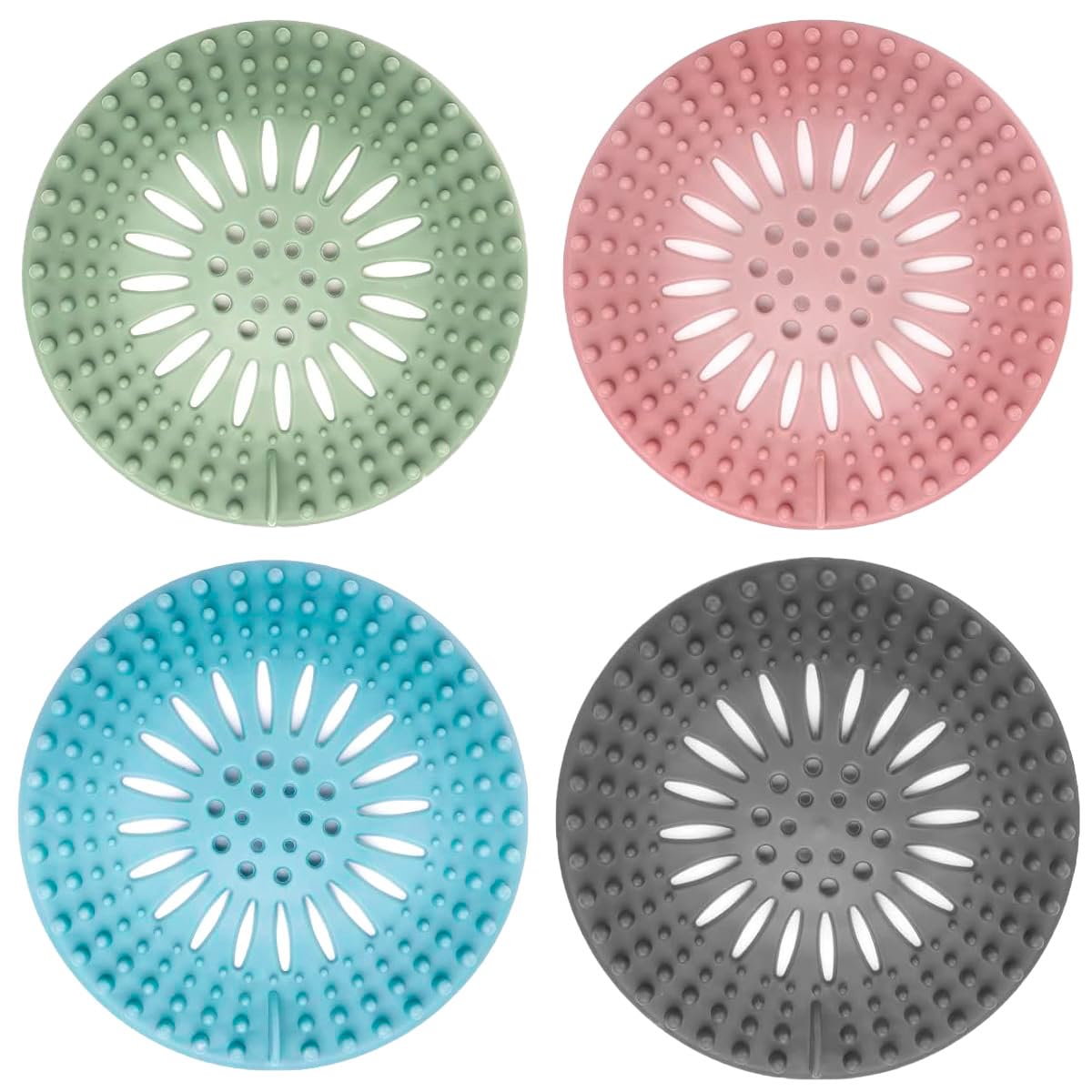 Acchiappasogni per scarico doccia, in materiale TPR, flessibile, anti-intasamento, per bagno, vasca, doccia, lavandino e cucina, confezione da 4