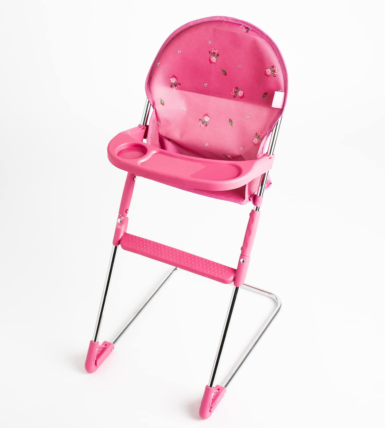 Roma Dolls High Chair, Foldable Baby Doll High Chair with Tray, Cute bear Print, Metal Frame, Fits Dolls 28-42cm