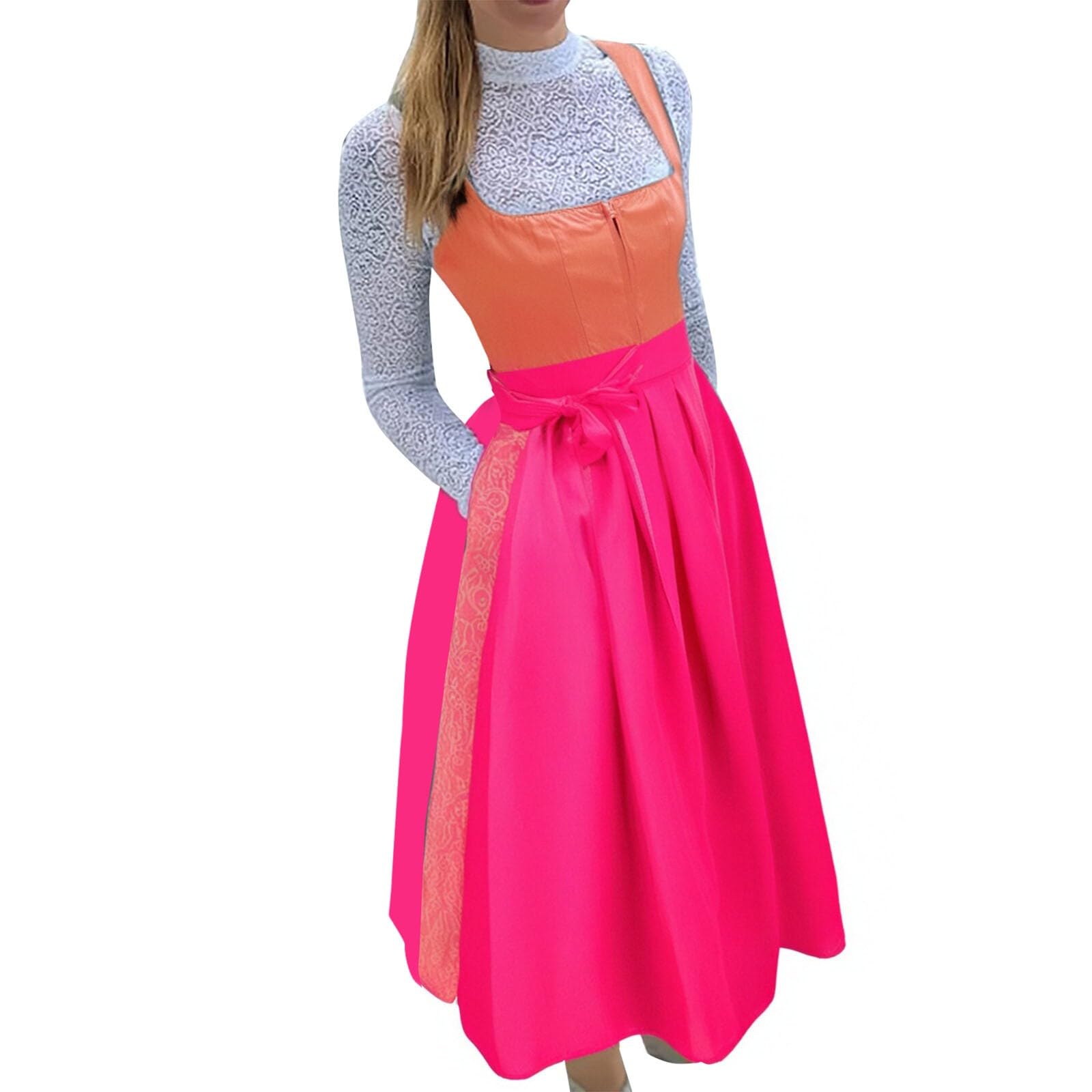 HOOUDO Dirndlkleid Damen Kleidung Oktoberfest Dirndl Einfarbig Schürze Weiß Grosse Oberweite Dirndlbluse Schwarz Lang Extravagant Fuer Groessen Mit Schnuerung Größe Kleine Cotton