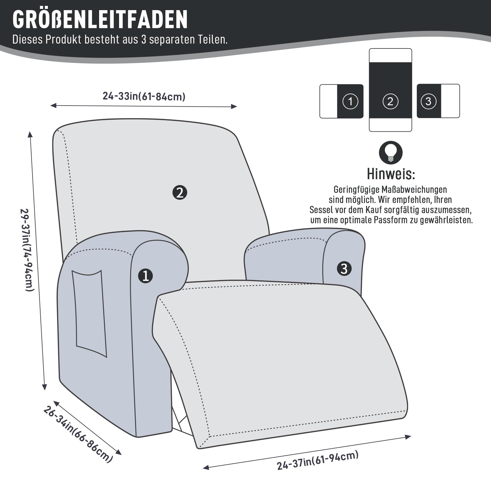 KinCam Stretch sesselschoner mit armlehne, ohrensessel überzu, sesselschoner für relaxsessel und Fernsehsessel, weich waschbar Sofa bezug für Kinder, Hund und Haustieres (1-Sitzer, Kaffee)