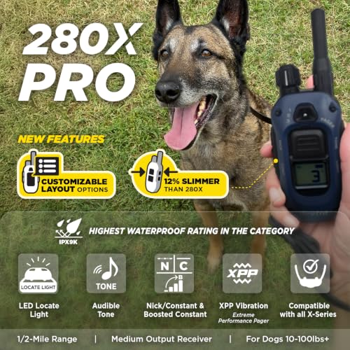Image of Dogtra 280X PRO E-Collar with Remote [New Edition] 3 Configurable Layout Modes, 12% Slimmer, 1 /2 Mile Range, 100 Levels Precise Control, Waterproof, LED Light, Boost, XPP Vibration, Safety Lock & Tone