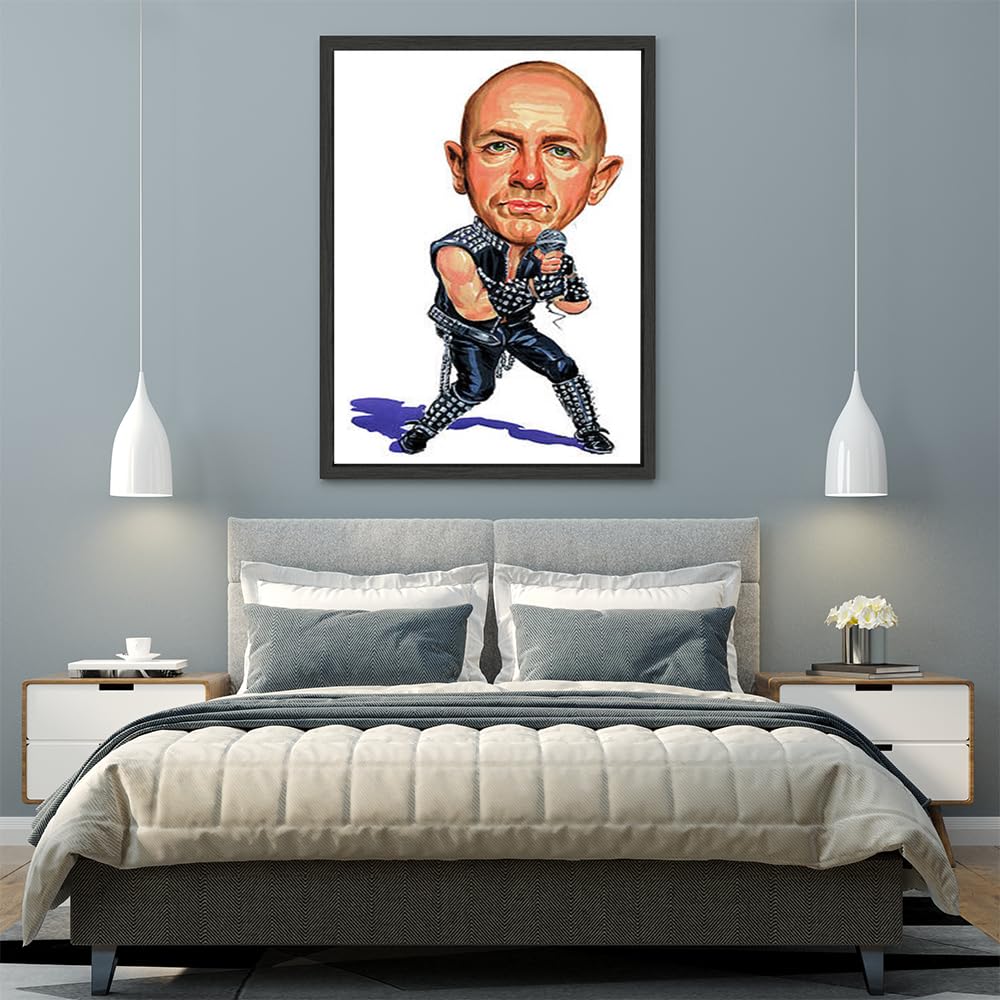 VERRE ART Printed Framed Canvas Painting for Home Decor Office Wall Studio Wall Living Room Decoration (45x60inch Black Floater) - Rob Halford