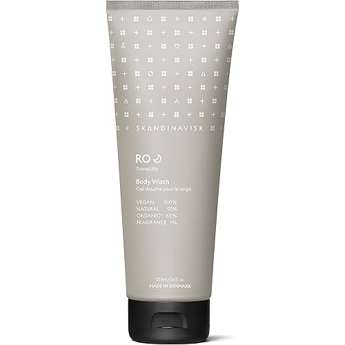 Skandinavisk RO 'Tranquility' Organic Body Wash. Fragrance Notes: Apple and Pear Blossom, Orchard Fruits and Redcurrants. Vegan formula. 7.6 fl. oz.