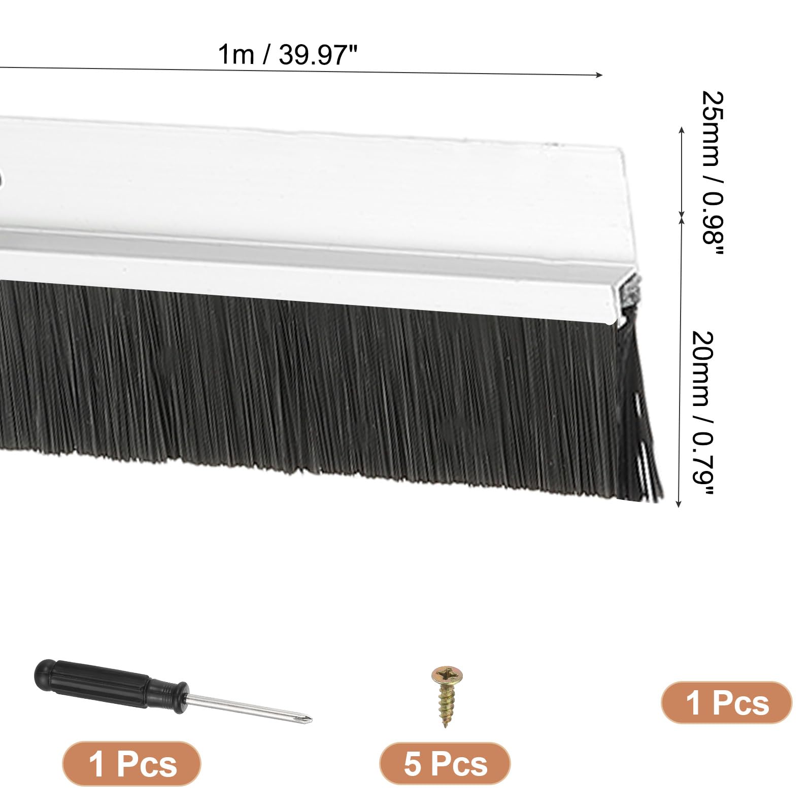 PATIKIL Door Brush Sweeps 0.79" Bristles x 47.24" Long - Image 2