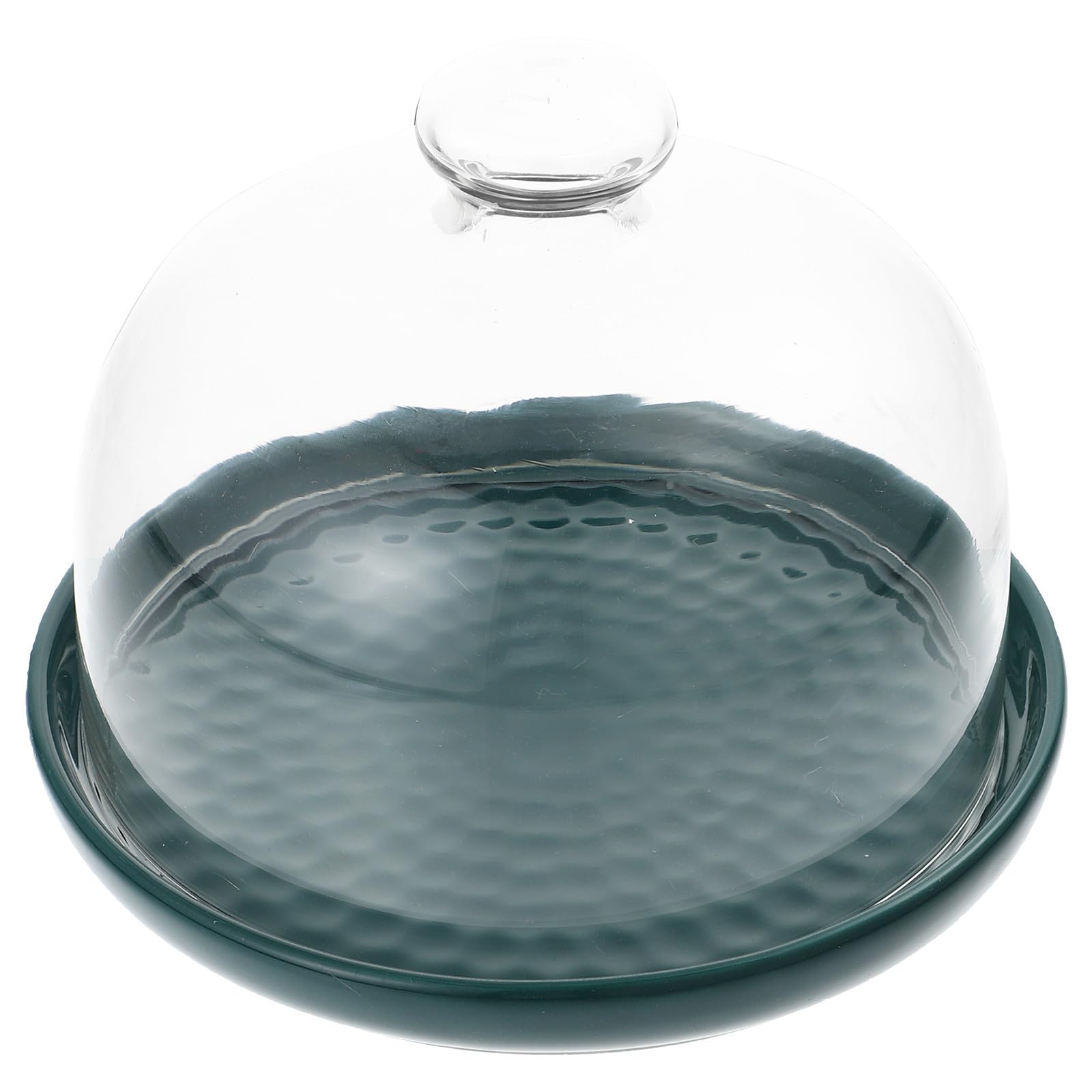 Plato de Postre Verde de Cerámica Cubierta de Vidrio, Diseño Elegante y Único para Almacenamiento de Pan y Exhibición de Pasteles en Cocina y Sala