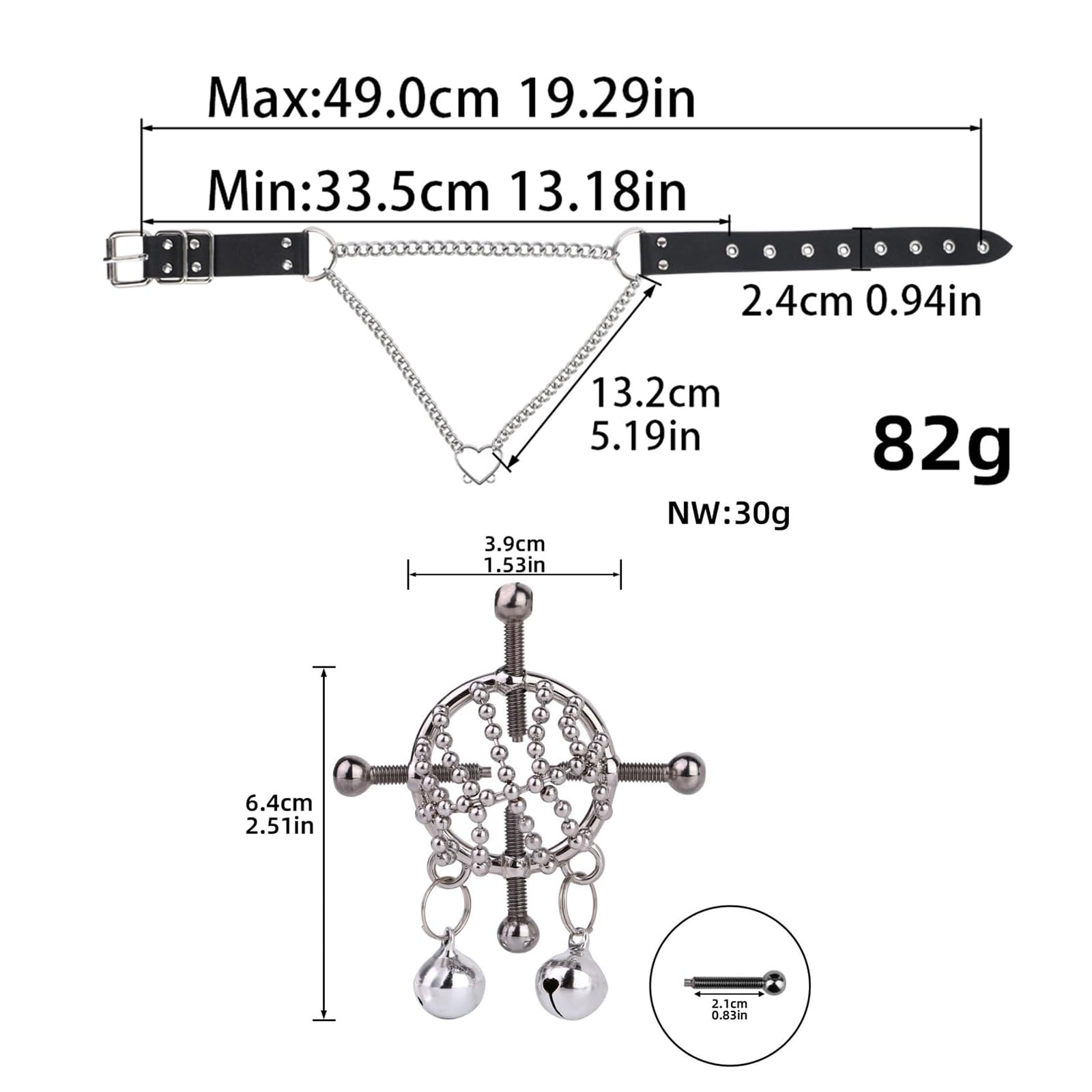 Edelstahl Verstellbare Nippelklemmen mit Kette und Halsband Bruststimulator für BDSM Brustwarzenklemmen für Frauen, Nipple Clamps, Nippelsauger, Erotik und Paare