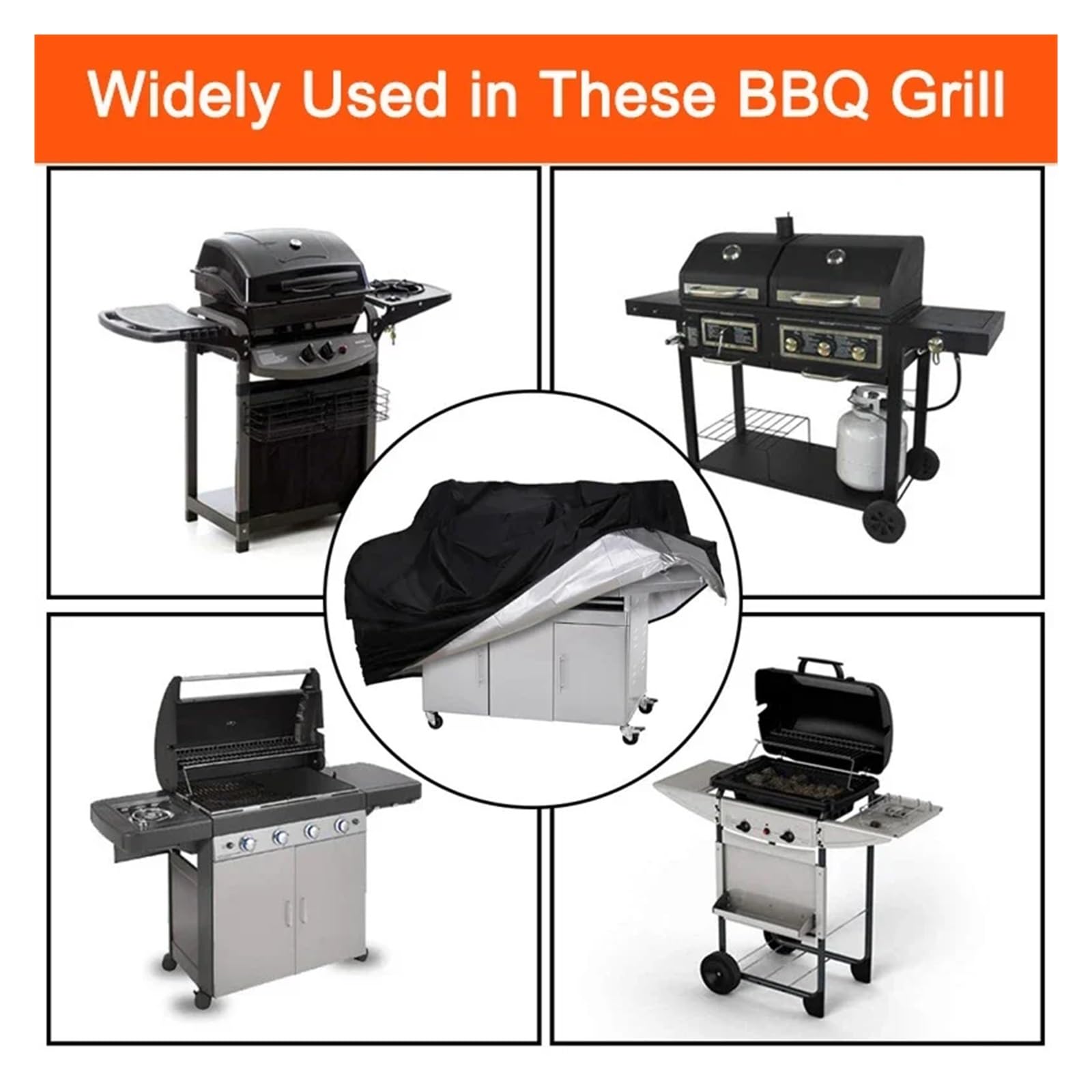 Copertura for barbecue | Copertura for barbecue nera for grill da esterno a gas, carbone, elettrico(L)