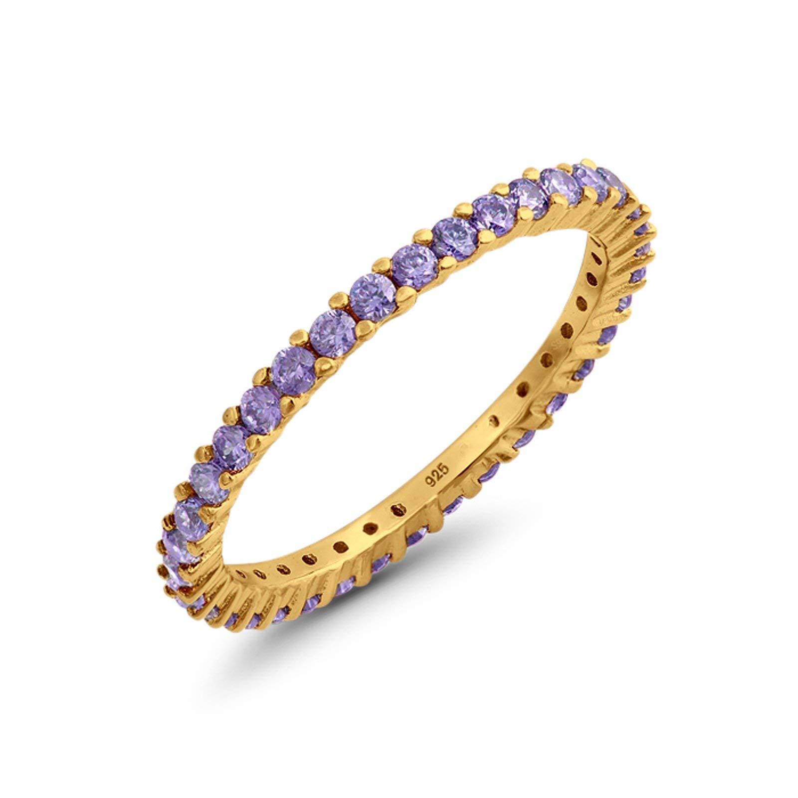 Blue Apple Co. Full Eternity Stackable Wedding Band Ring 925 Sterling Silver Choose Color