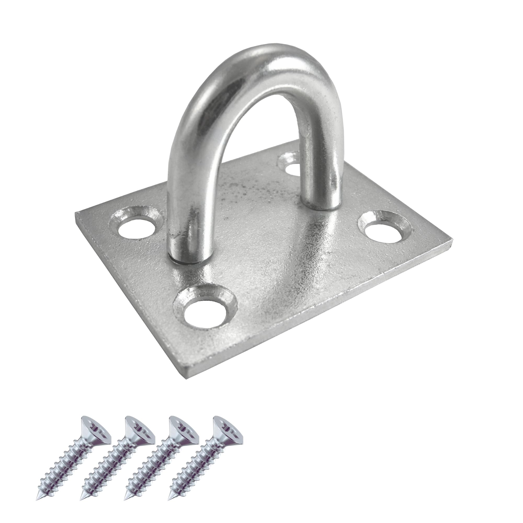 Keypak Galvanised Staple Eye on Plate, 50mm, Zinc Plated, Heavy-Duty Corrosion Resistant for Outdoor Use - for Chain to Gate or Fence Posts, Wall & Ceiling Hooks Hanger