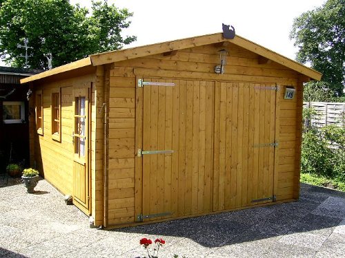 Preisvergleich Produktbild Blockhaus Garage - Carport - 380 cm x 530 cm - 45mm - Blockhaus-Garage