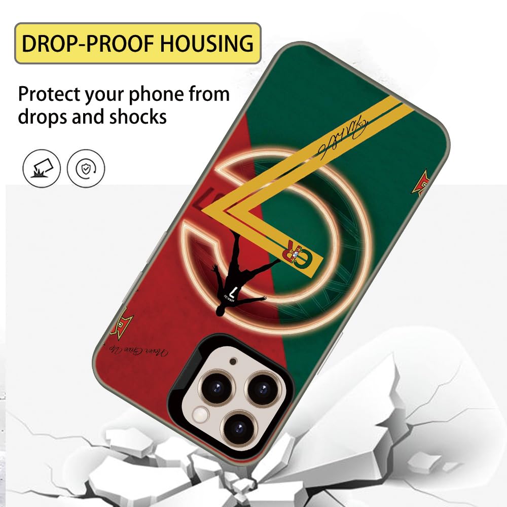 Compatible avec iPhone 13 Pro Portugal Soccer Legend Star Jersey No.7, design esthétique et citations classiques, anti-chute, anti-chocs