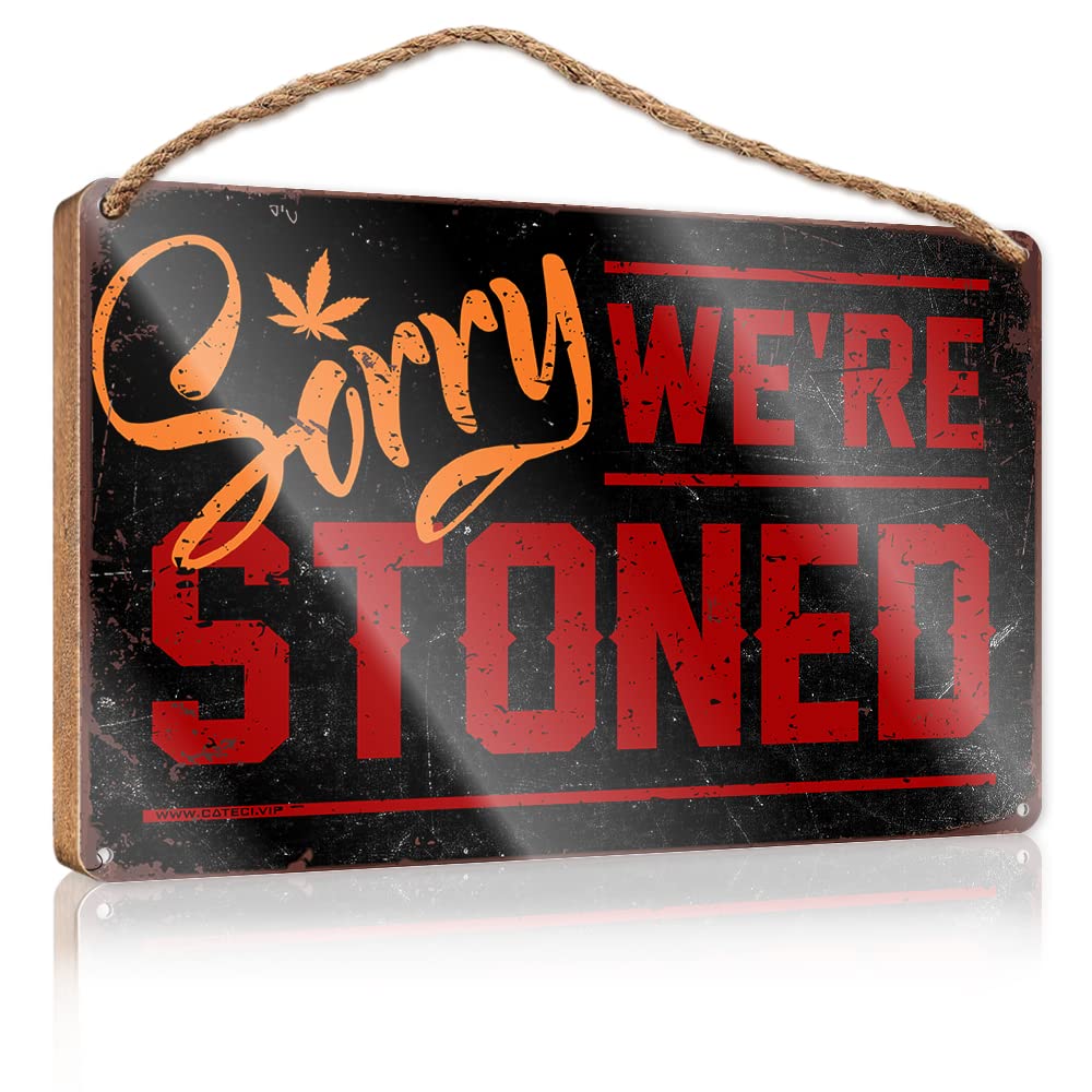Yyhleh One Color Hanging Decor Sign Sign For Front Door Sorry We're Stoned Wooden Sign(15X28cm)