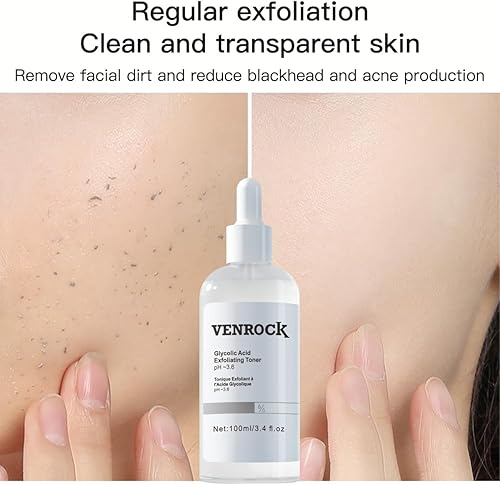 Miniatura 9 de VENROCK Tónico exfoliante de ácido glicólico al 7%, tóner diario iluminador y suavizante para un tono de piel de aspecto más uniforme, pH 3.6, 3.4