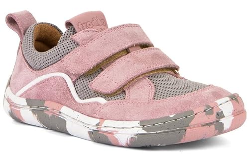 Froddo Low Top 3130200-6 - Zapatillas de deporte con velcro para pies descalzos de piel y malla en color rosa y gris, rosa gris, 32 EU Cover