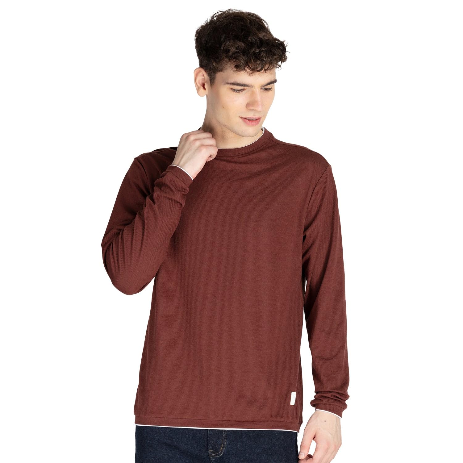 Mens Solid Round Neck Lightweight Sweatshirt-image-41