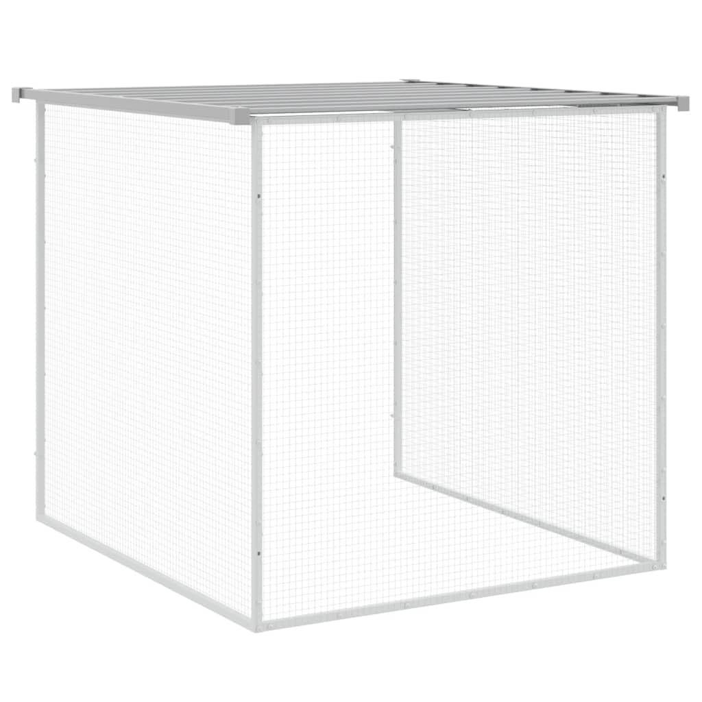Hühnerkäfig mit Dach aus verzinktem Stahl Hellgrau 203 x 98 x 90 cm mit Schutzdach und abschließbarer Tür ideal für Kleintiere, Kaninchenstall, Meerschweinchenkäfig, Outdoor Garten