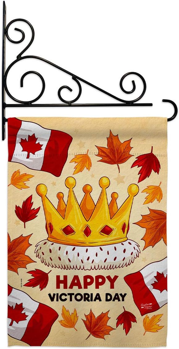 Happy Victoria Day Garden Flag Set Wall Holder Regional Canada Canadian Territories Region Country Particular Area Small Decorative Gift Yard House Banner Made In USA 13 X 18.5