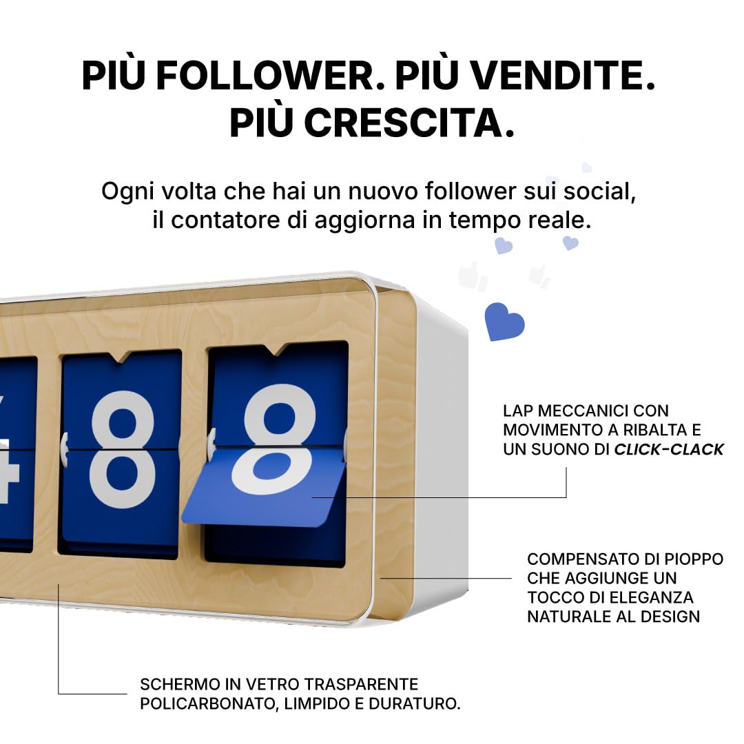 Licznik Obserwujących na Facebooku od Smiirl - Więcej obserwujących - Ruchome klapki w czasie rzeczywistym - Dla restauracji, sklepów itd - Wi-Fi i Hotspot - Łatwa instalacja (niebieski, 5 cyfr)