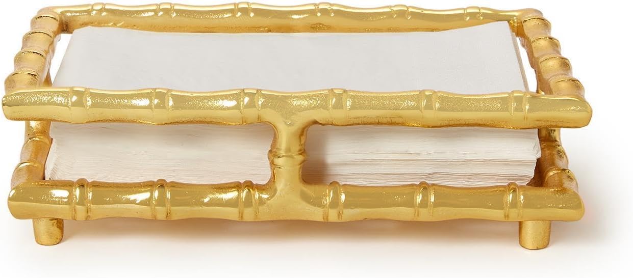Two's Company Golden Bamboo Guest Towel/Napkin Holder, 9-Inch