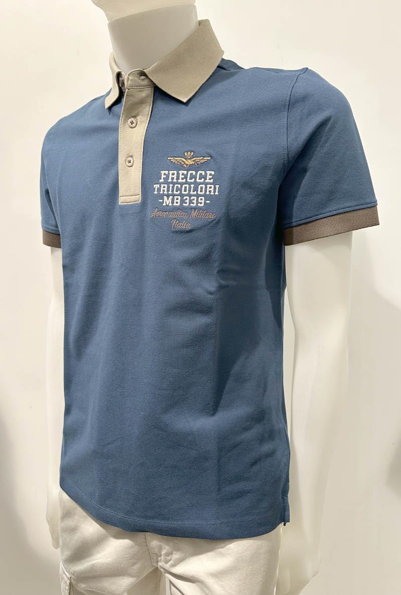 Aeronautica Militare Polo PO1908 da Uomo, Camicia, t-Shirt, Maniche Corte, Frecce Tricolori