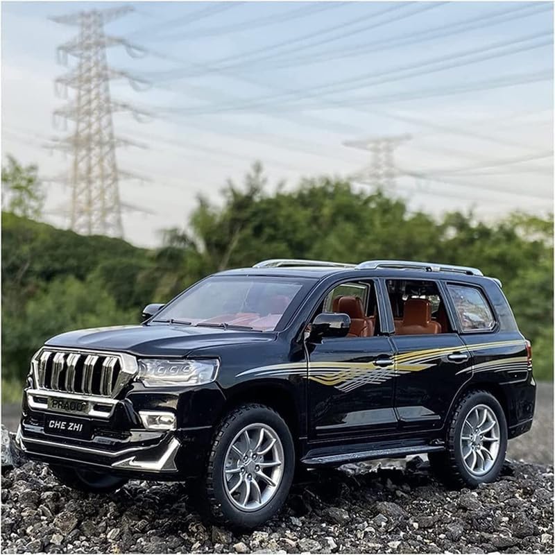 Image of Toyota Land Cruiser SUV 1:24 Big Size Diecast Scale Model Alloy Metal Pull Back Toy car for Kids with Openable Doors & Light, Music Toy Vehicle for Kids (Black)