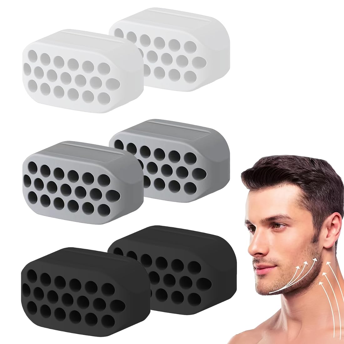 Jaw Trainer 6 Pièces Silicone Hommes Femmes Musculation Machoire Double Menton