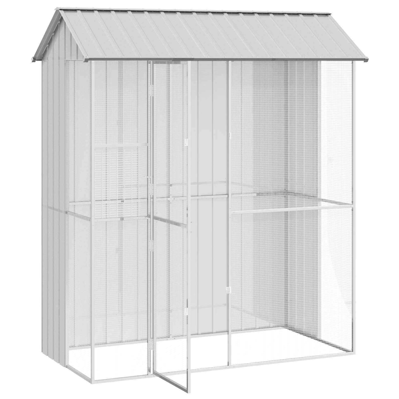 Generisch Vogelkäfig Grau 215 x 110 x 247 cm Verzinkter Stahl,Tier- & Haustierbedarf,Haustierbedarf,Vogelbedarf,Vogelkäfige & -ständer-3325173