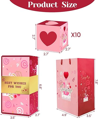 Miniatura 3 de HiCivan Caja de regalo sorpresa de 10 capas para dinero, caja de cumpleaños explosiva emergente, caja de dinero para regalo en efectivo, caja de