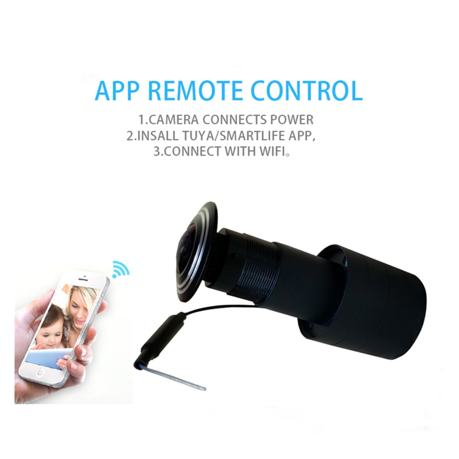 THikk Smart Tuya Mini WiFi 1080p HD Campanello spioncino monitoraggio Allarme Telecamera Wireless Nascosta Controllo App di Sicurezza videocamera IP (Color : 1.3MP Cam, Size : U/K)