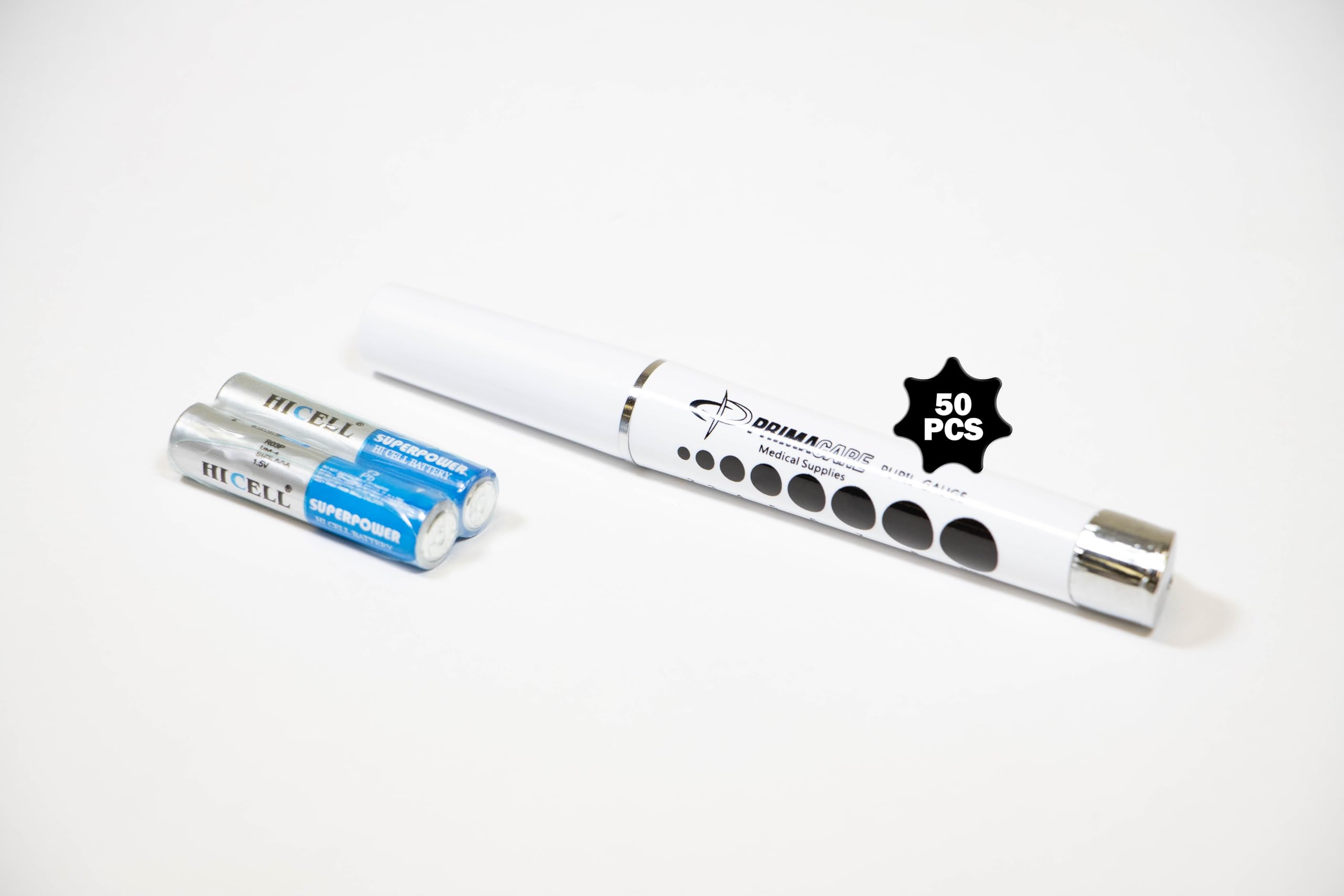 Primacare CSDL-9325 LED Penlight with Pupil Gauge, Reusable, Batteries Included (Pack of 50)