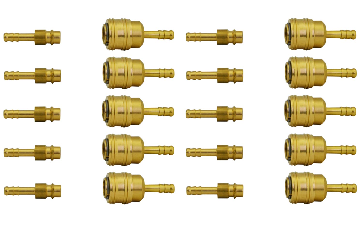 1/2/5/10 Stecker mit Druckluftkupplung Messing Schnellkupplung mit Schlauchtülle 6mm Ventilsteckdose (10)