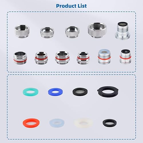 Miniatura 6 de Kit de adaptador de grifo de latón iFealClear de 11 piezas, adaptadores de aireador de fregadero de cocina se ajustan a grifos con aireadores