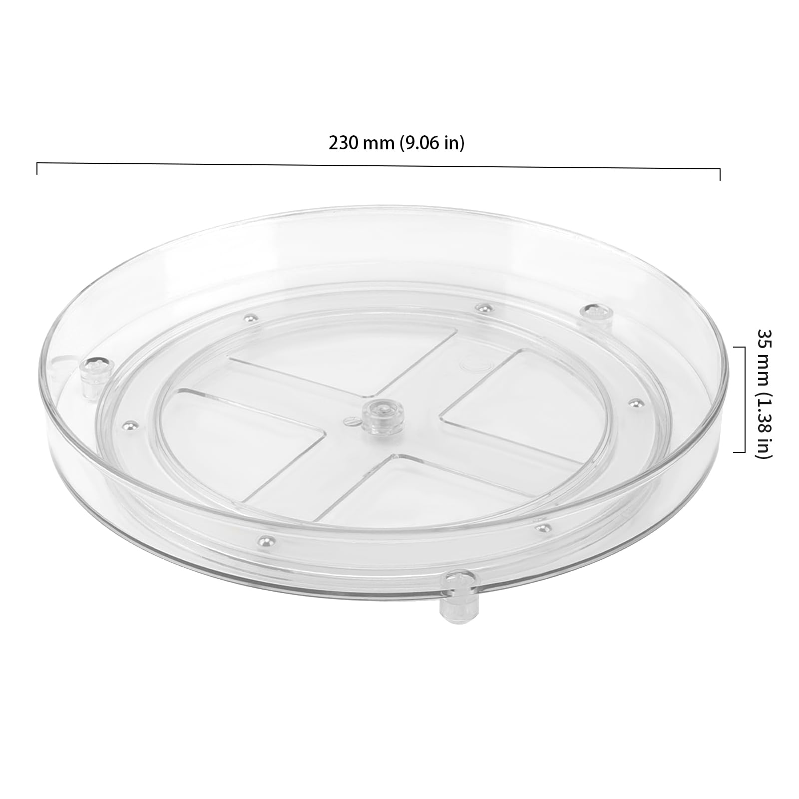 3 Stück 23cm Lazy Susan Drehteller Organizer, Kühlschrank Drehteller Organizer, Transparent Küche Drehtablett Drehbares Gewürzregal rund Gewürzhalter Organizer für Öl Soßen Gewürzflaschen