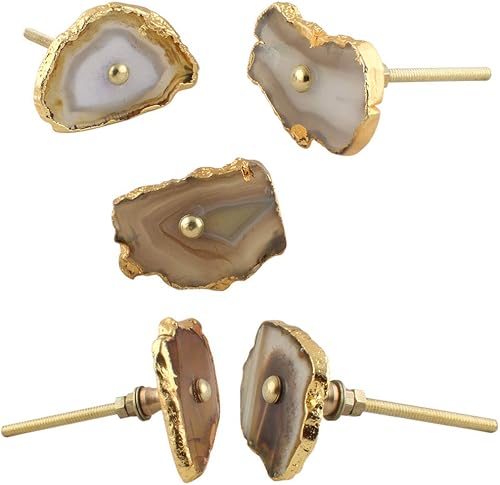 Miniatura 1 de Indian Shelf 2 pomos de tocador hechos a mano vintage marrón pomos de cajones de piedra antigua tiradores de cajones pomos naturales para gabinete